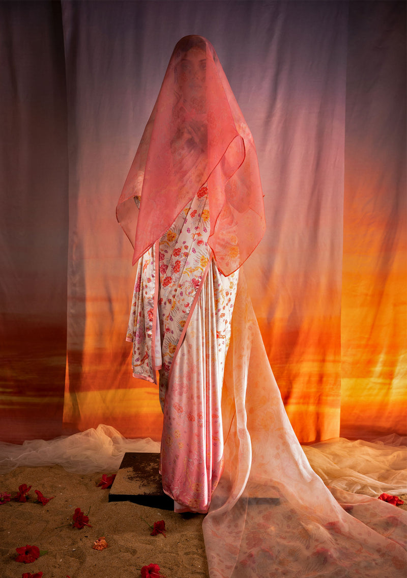 Blush Sea Garden Saree