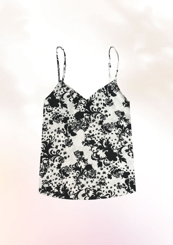 Monochrome Hibiscus and Crab Cami Top