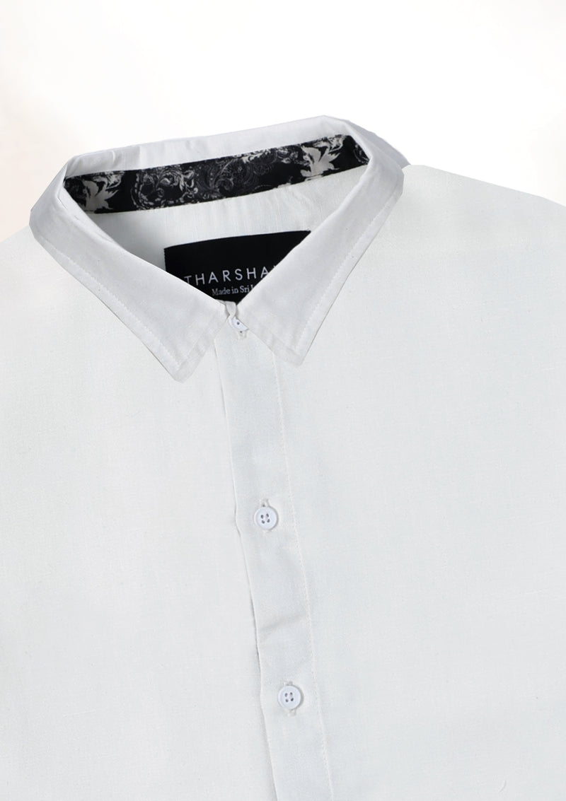 White Classic Long Sleeve Contrast Cuff Shirt