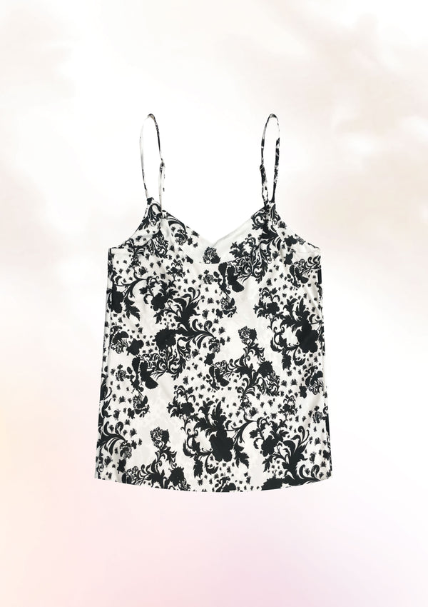 Monochrome Hibiscus and Crab Cami Top