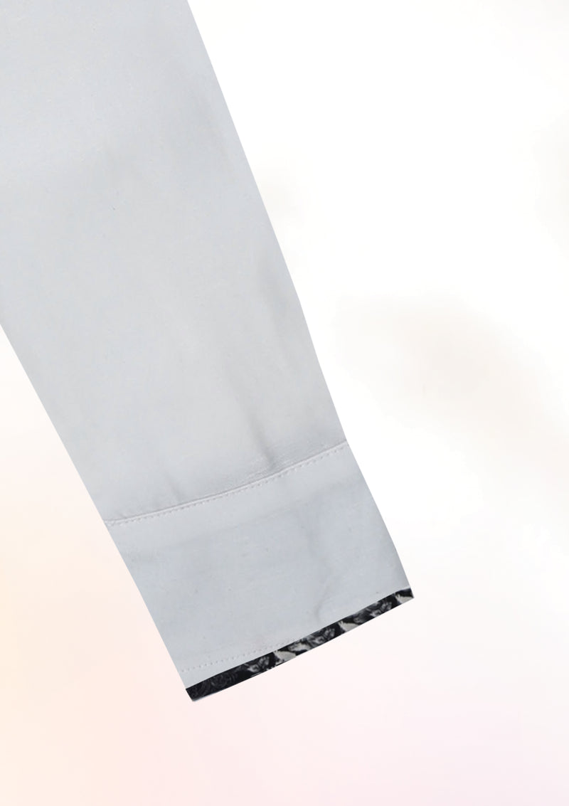White Classic Long Sleeve Contrast Cuff Shirt