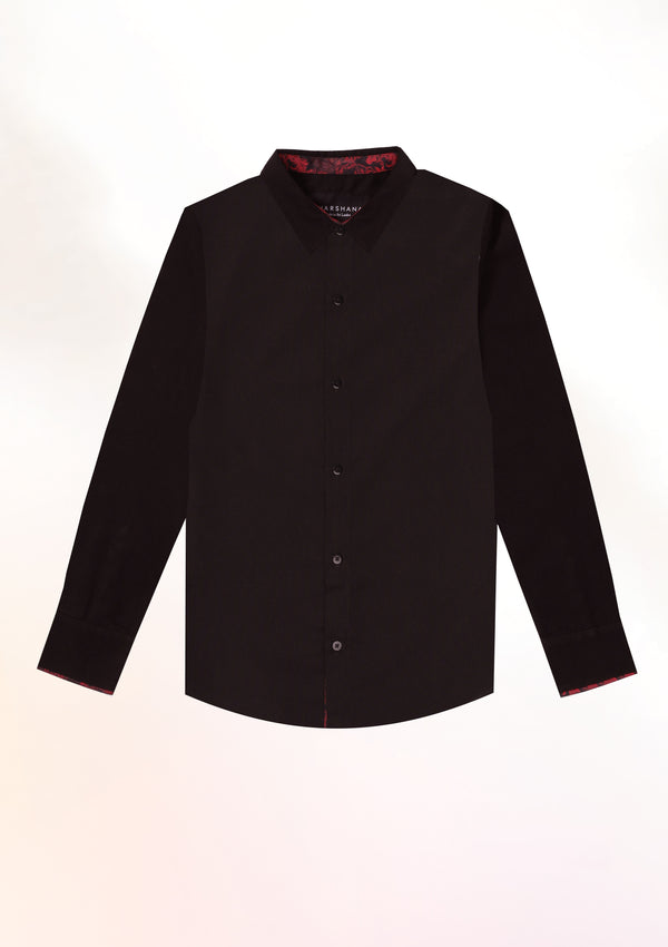 Black Classic Long Sleeve Contrast Cuff Shirt