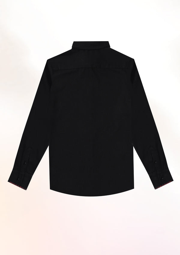 Black Classic Long Sleeve Contrast Cuff Shirt