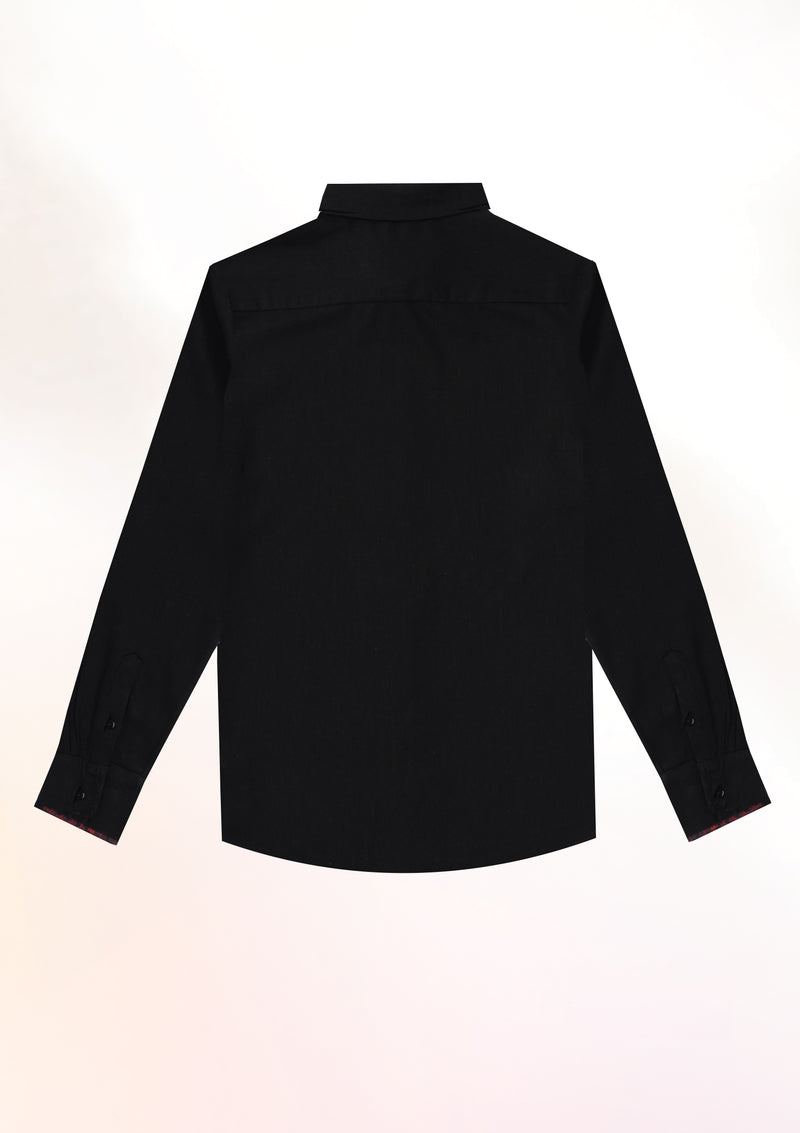 Black Classic Long Sleeve Contrast Cuff Shirt