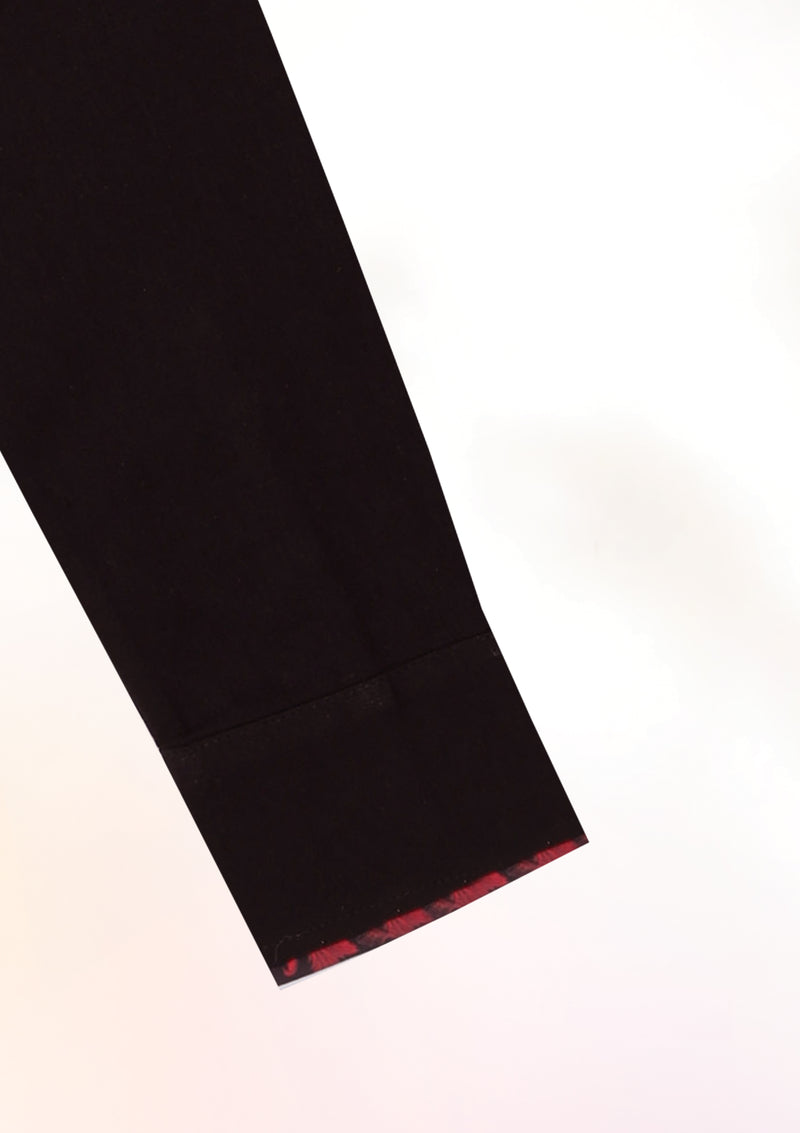 Black Classic Long Sleeve Contrast Cuff Shirt