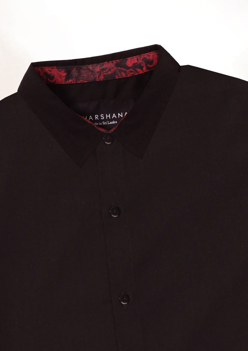 Black Classic Long Sleeve Contrast Cuff Shirt