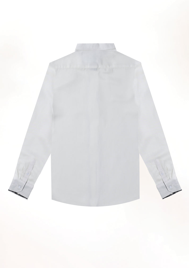 White Classic Long Sleeve Contrast Cuff Shirt