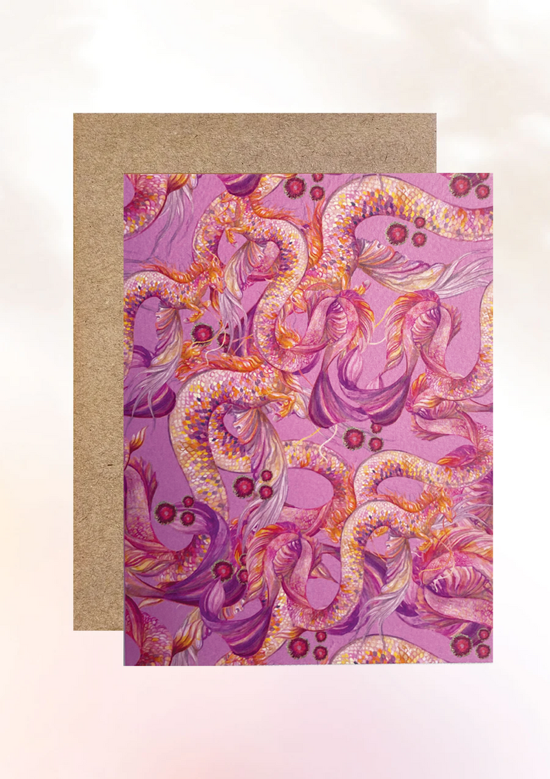 VIBRANT SEA HORSE GREETING CARD