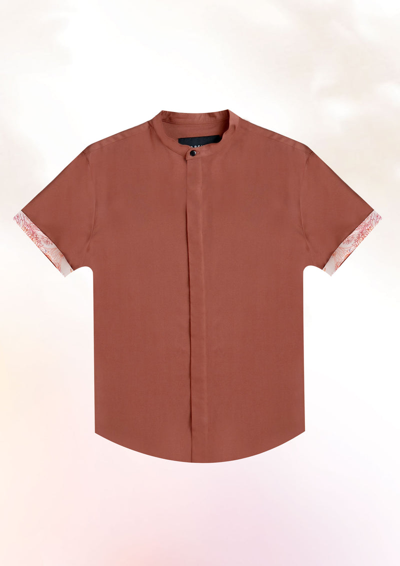 Burnt Sienna Contrast Cuff Shirt