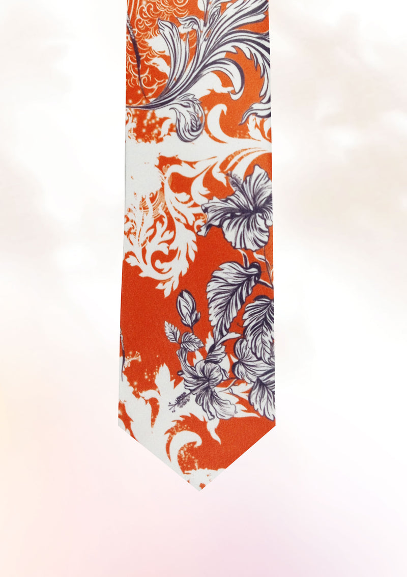 Hibiscus Jellyfish Orange Tie
