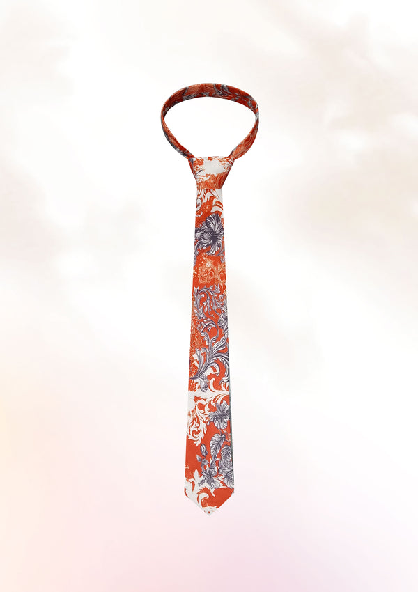 Hibiscus Jellyfish Orange Tie