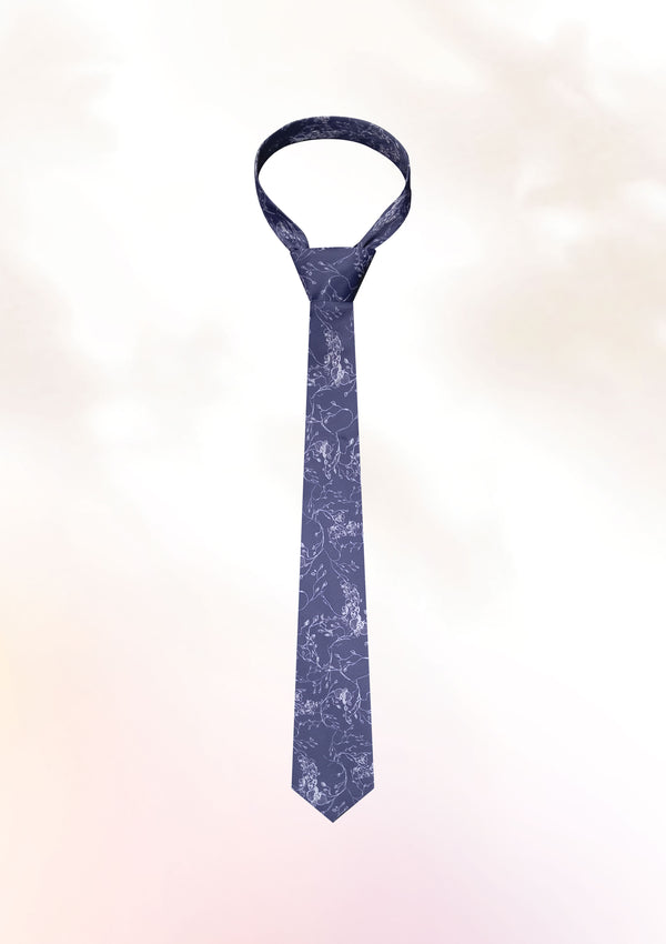 Hand Sketch Orchid Tie