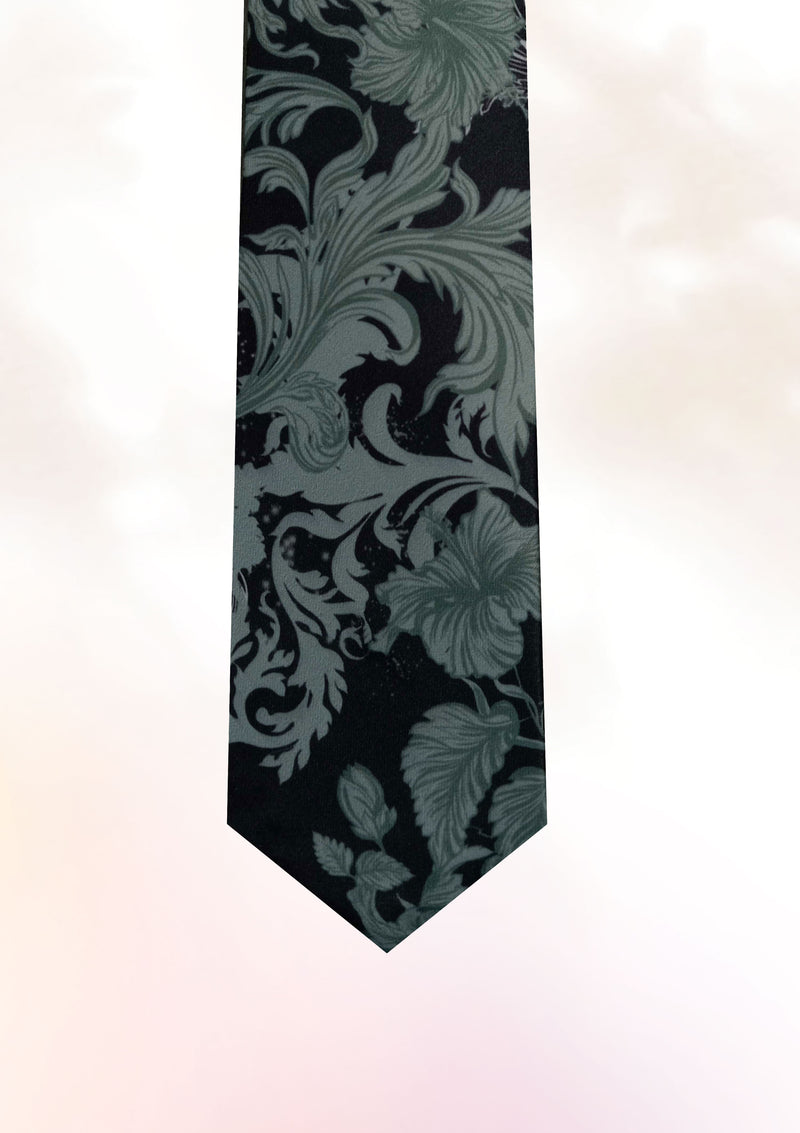 Black Hibiscus Ocean Tie