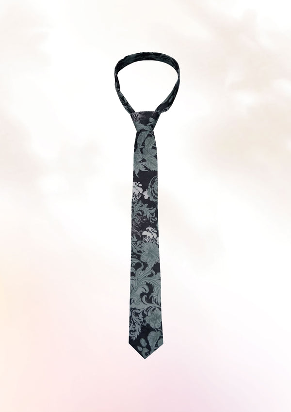 Black Hibiscus Ocean Tie