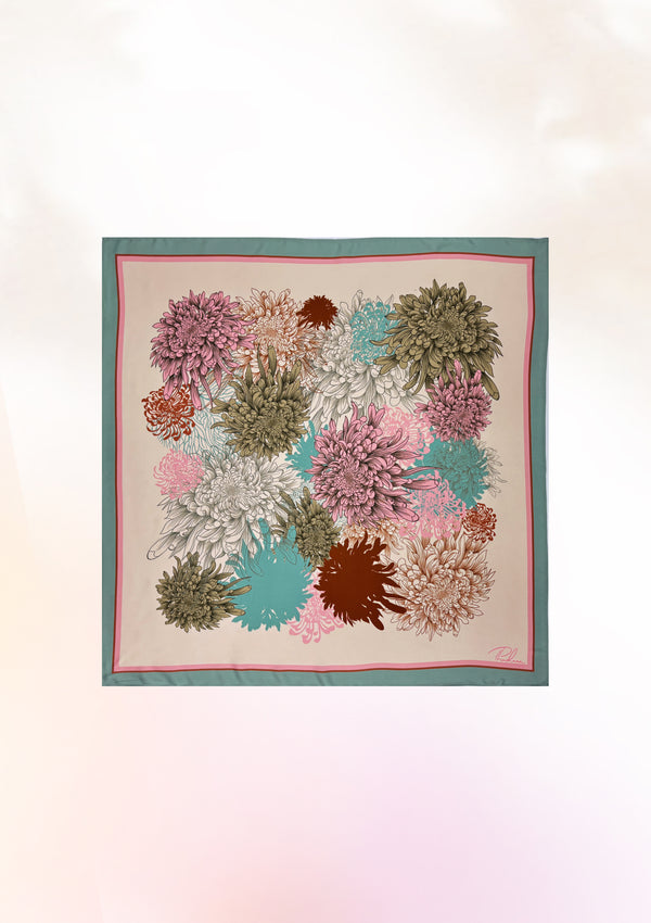 pastels chrysanthemums Scarf
