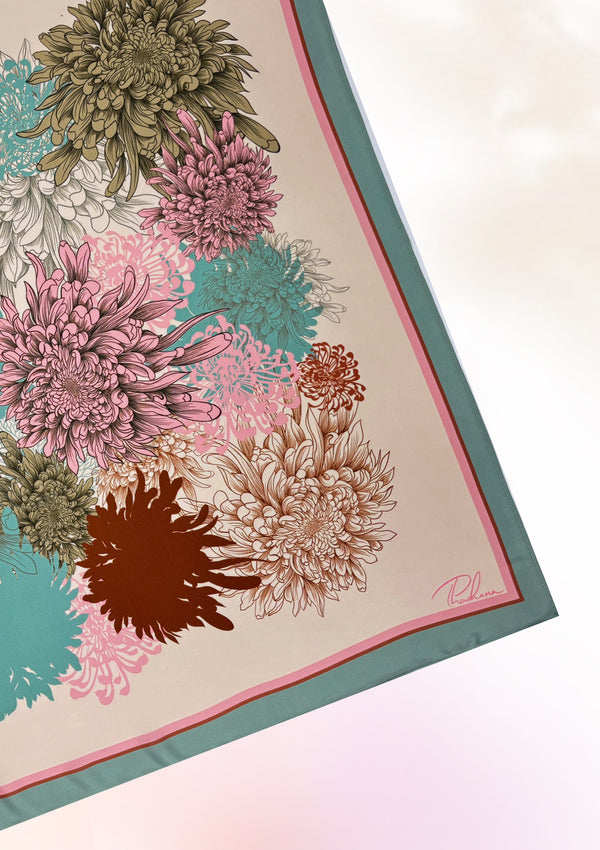 pastels chrysanthemums Scarf