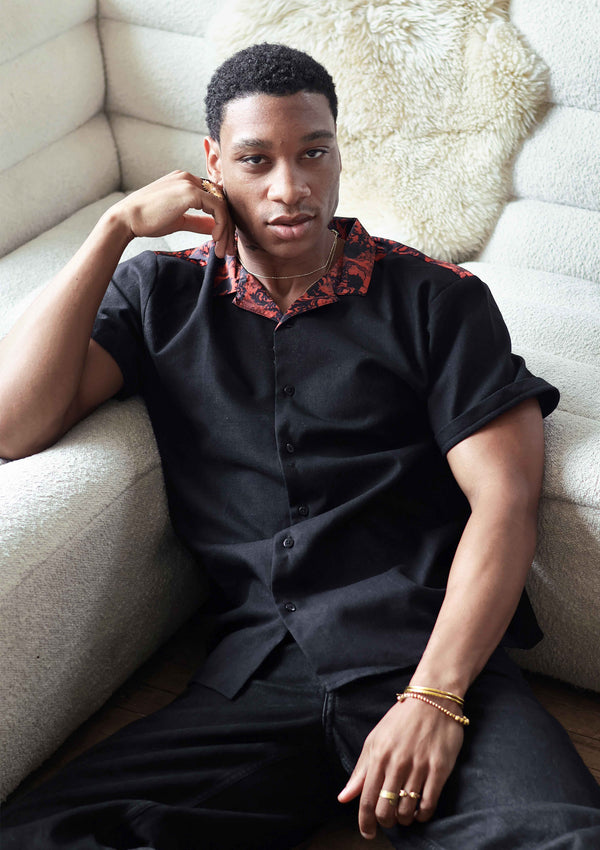 Black Rust Resort Collar Shirt