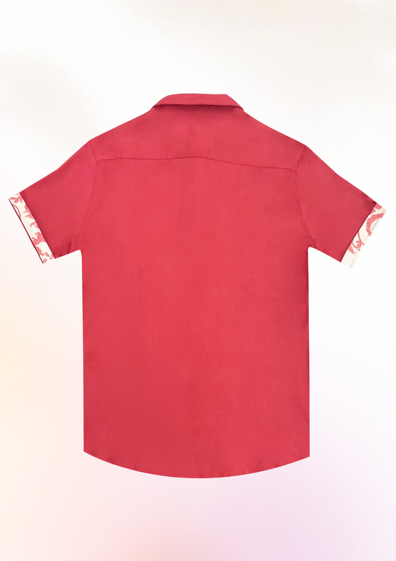 Cerise Contrast cuff shirt