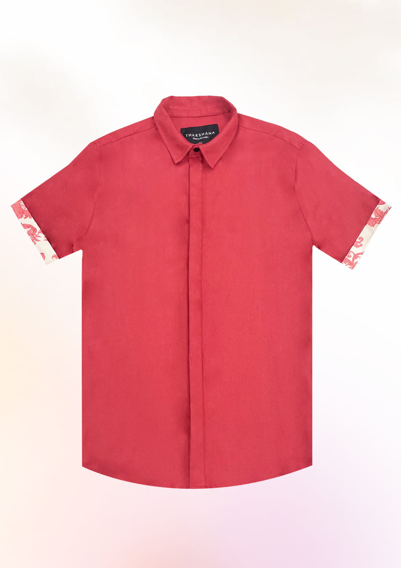 Cerise Contrast cuff shirt