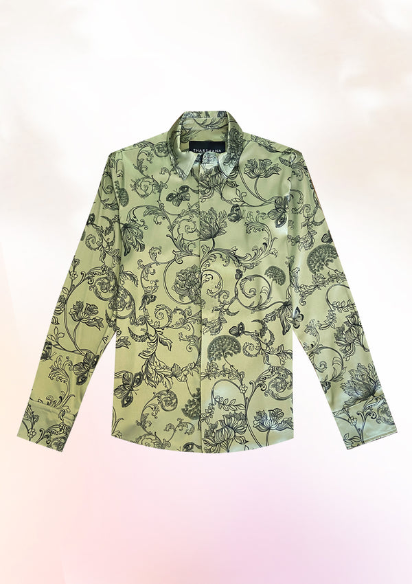 Olive Green Mythical Leopard Long Sleeve Shirt