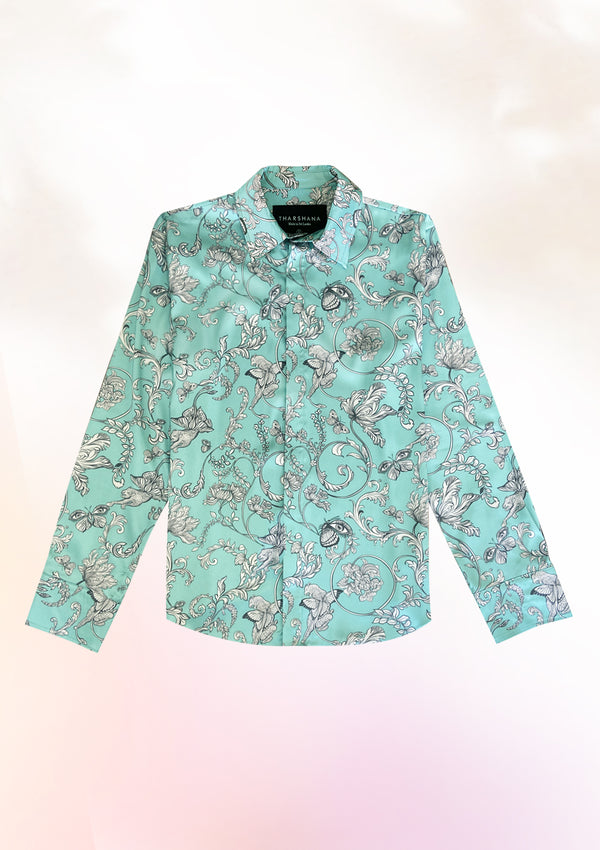 Sea Blue Mythical Leopard Long Sleeve Shirt